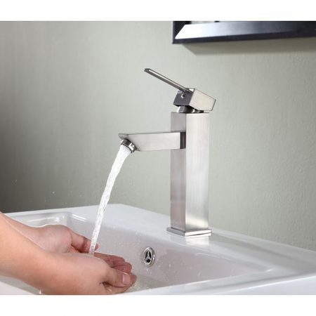 Anzzi Pygmy Single Hole Single Handle Bathroom Faucet in Brushed Nickel L-AZ112BN